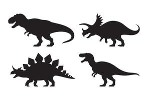 Collection of four iconic dinosaur silhouettes on a white background vector