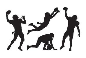 Dynamic silhouettes of american football players in action vector