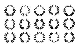 Collection of black laurel wreaths on a white background vector
