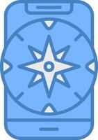 Compass Sharp Outline Badge vector