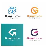Exploring Diverse Typography and Abstract Geometric Shapes in Modern Logo Designs for Distinct Brand Identity and Visual Recognition vector