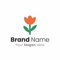 A Vibrant Orange Tulip Bud with Green Leaves and Stem Symbolizing Natural Beauty and Freshness for Your Brand Identity Logo Design vector
