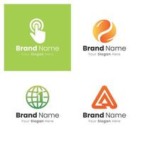 Modern Abstract Geometric Logo Designs for Digital Technology Companies and Branding Services vector