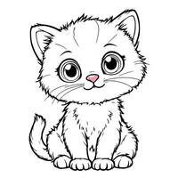Adorable Fluffy Kitten Sitting Playful Cute Pet Animal for Coloring Pages and Creative Projects vector