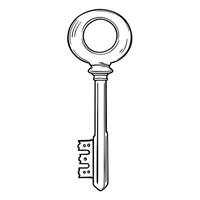 Vintage Skeleton Key Outline Drawing Antique Access Tool for Coloring Book Pages vector