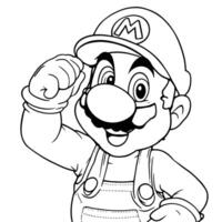 An Easy Line Art Coloring Page of a Cheerful Game Character Waving Hello for Kids and Adults vector
