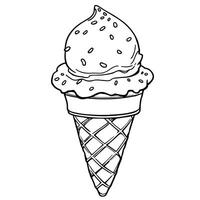 A Simple Line Art Drawing of a Delicious Ice Cream Cone with Sprinkles Ready for Coloring vector