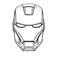 Detailed Robot Warrior Helmet Design Simple Line Art Coloring Page for Kids and Adults vector