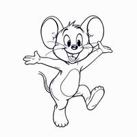Joyful Cartoon Mouse Character Line Art for Coloring Pages Art vector