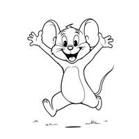Cute Happy Mouse Jumping with Joy in a Fun Line Art Coloring Page for Kids and Adults vector