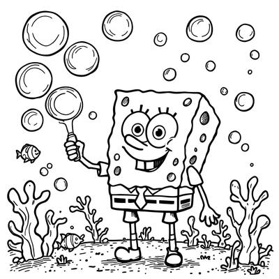 SpongeBob SquarePants Bubbles Under the Sea Line Art Coloring Page