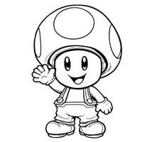 Charming Mushroom Character Waving Hello for Your Coloring Book Fun vector