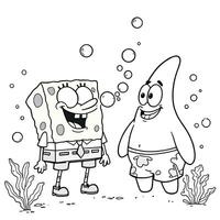 Underwater Friends Happy Together Bubbles Floating Animated Characters Simple Drawing for Coloring Fun Activities vector