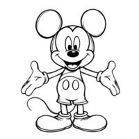 A Cheerful Cartoon Mouse Character with Big Ears and Open Arms Ready for Coloring Fun vector