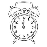 Vintage Style Twin Bell Alarm Clock with Classic Hands for Easy Coloring Enjoyment vector