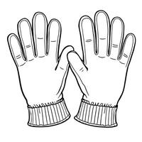 Pair of Warm Winter Gloves for Hand Protection and Artistic Expression a Coloring Book Page vector
