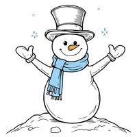 A Cheerful Snowman with a Top Hat and Scarf Ready for Winter Fun Illustration vector
