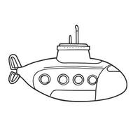 Simple Submarine Undersea Ocean Exploration Vehicle Coloring Page for Kids Activity vector