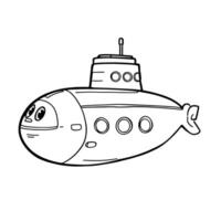Whimsical Cartoon Submarine for Kids Fun Coloring Activity Page Design vector