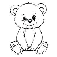 Adorable Teddy Bear Sitting Down with Big Eyes and a Smile for Coloring Pages vector