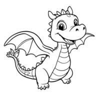 Cute Little Baby Dragon Outline Drawing for Coloring and Creative Projects vector