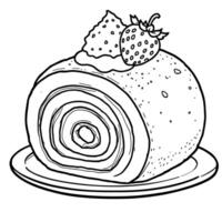 Simple and Sweet Strawberry Swiss Roll Cake for Easy Coloring Fun vector
