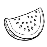 Simple line art coloring page featuring a slice of juicy watermelon for creative artistic expression and fun vector