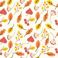 Minimalist autumn leaves seamless pattern. Simple fall foliage texture vector