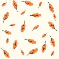 Stylized falling autumn leaves seamless pattern. Hand drawn doodle foliage background vector