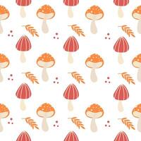 Cute mushrooms seamless pattern. Forest amanita background for kids vector