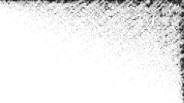 Halftone grunge gradient texture. Comic style pixel background. Pop art faded grainy surface. Speckle and particles vanishing effect. Black pixelated noice backdrop.