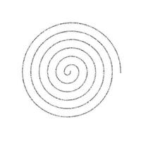 Dotted spiral shape. Stippled thin helix. Sand grain texture swirl or twirl element. Dot work spin symbol vector