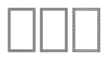 Greek ornament rectangle frame set. Meander square patterns collection. Ancient Greek fret borders. Geometric meandros motif. vector
