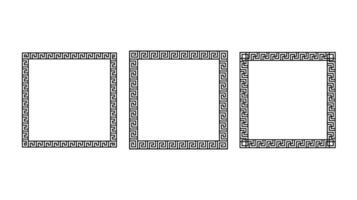 Greek ornament square frames set. Meander rectangle patterns collection. Ancient Greek fret borders. Different geometric meandros motif. vector