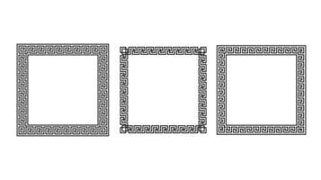 Greek ornament square frames set. Meander rectangle patterns collection. Ancient Greek fret borders. Geometric meandros motif vector