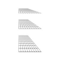 Flat grid surface set. Rectangle horizontal plane in different perspective. Different angles design elements collection. vector