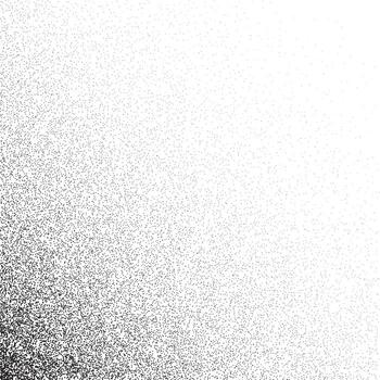 Grain stippled gradient. Faded stochastic dotwork texture. Random grunge noise background. Dots, speckles or particles wallpaper. Halftone monochrome vector