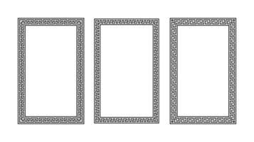 Greek ornament rectangle frame set. Meander square patterns collection. Ancient Greek fret borders. Geometric meandros motifs vector