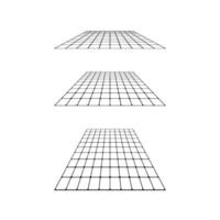 Flat grid surface set. Rectangle horizontal plane in different perspective. Different angles design element collection vector