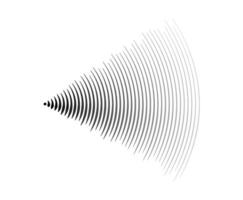 Sound wave signal. Radio or music audio concept. Epicentre or radar icon. Radial signal or vibration elements. Impulse curve lines. Concentric ripple semi circle vector