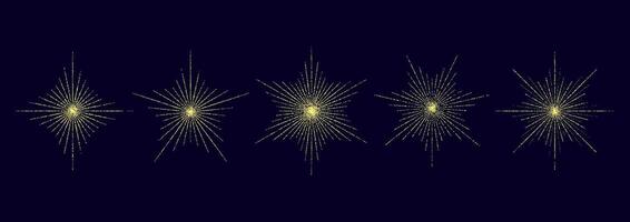 Dotted grain stars set. Shiny stippled shapes collection. Various noise textured asterisks. Different dot work stellar forms. stochastic. vector
