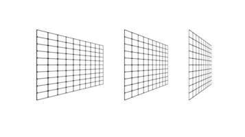 Flat grid surface set. Rectangle vertical plane in different perspective. Different angles design elements collection. vector