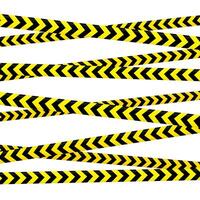 Crossed caution tape set. Yellow and black warning stripes. Repeated construction, hazard, danger sellotapes. Restriction and prohibition zones adhesive tapes vector