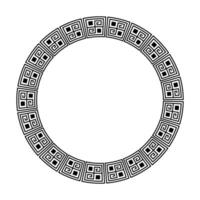 Greek ornament circle frame. Meander round pattern. Greek fret border. Geometric meandros motif. vector