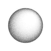 Grain circle gradient. Stipple round shape. Radial stochastic dotwork texture. Random grunge noise background. Black dots sphere. Halftone vector