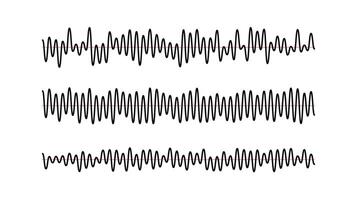 Sound wave signals set. Black audio track beats diagram collection. Voice or music sample concept. Pulse lines. Electronic radio graphics with different frequency and amplitude. vector