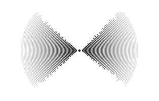 Sound wave signal. Radio or music audio concept. Epicentre or radar icon. Radial signal or vibration elements. Impulse curve lines. Concentric ripple semicircles vector