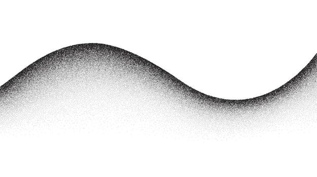 Grain wave background. Stippled texture hills. Abstract landscape in dotwork style. Black noise and sand gradient effect. Stochastic dotted background. vector