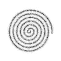 Dotted spiral shape. Stippled thin helix. Sand grain texture swirl element. Dot work spin symbol vector