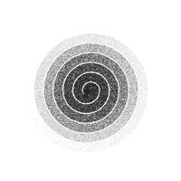Dotted spiral shape. Stippled thin helix. Sand grain texture swirl or twirl element. Dotwork spin symbol vector